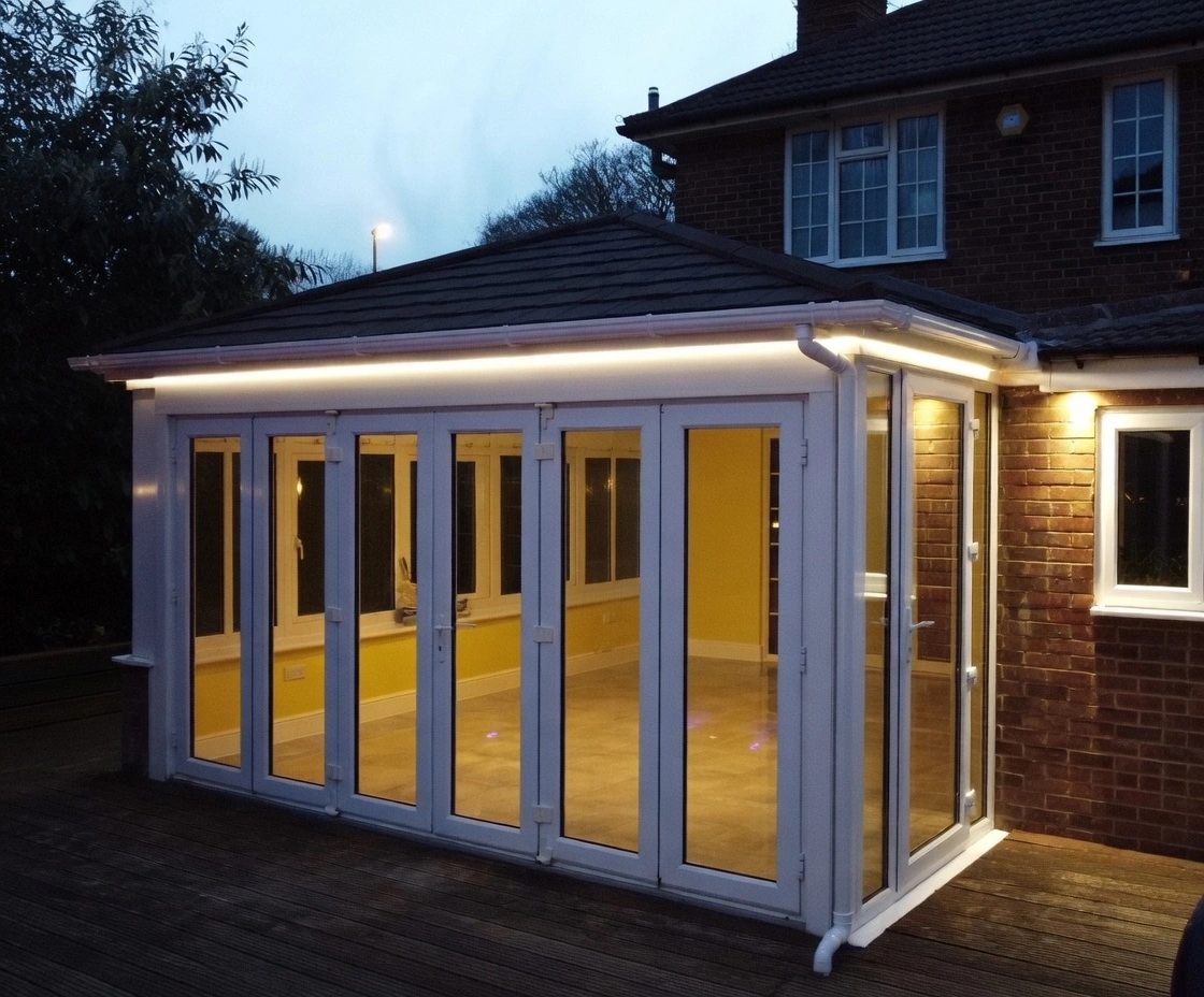 Edwardian conservatory with glass roof